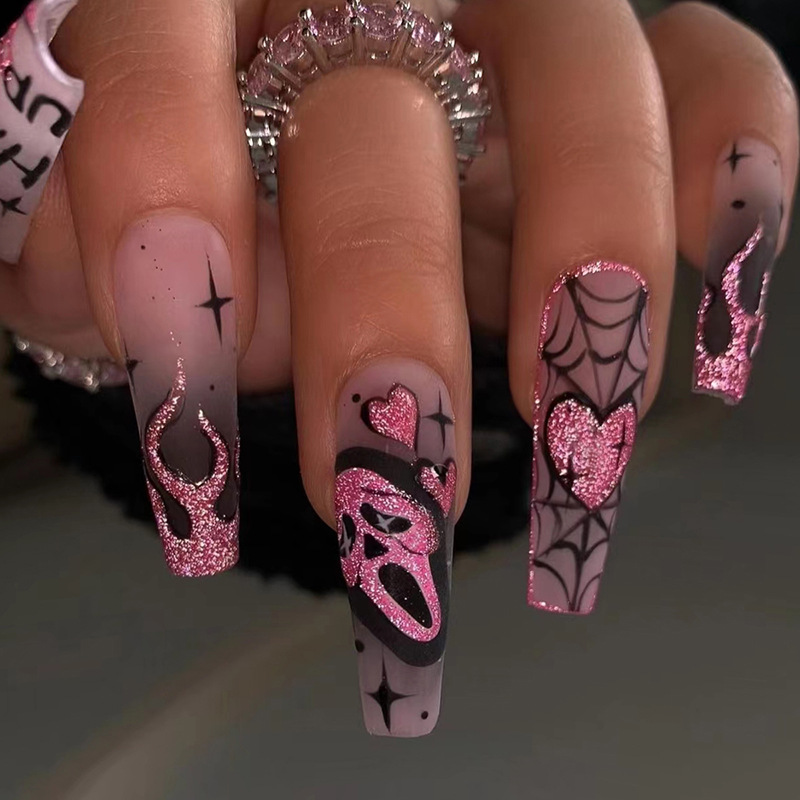 Nail Art Gliter - 24 adet Glitter Pembe Payetler takma