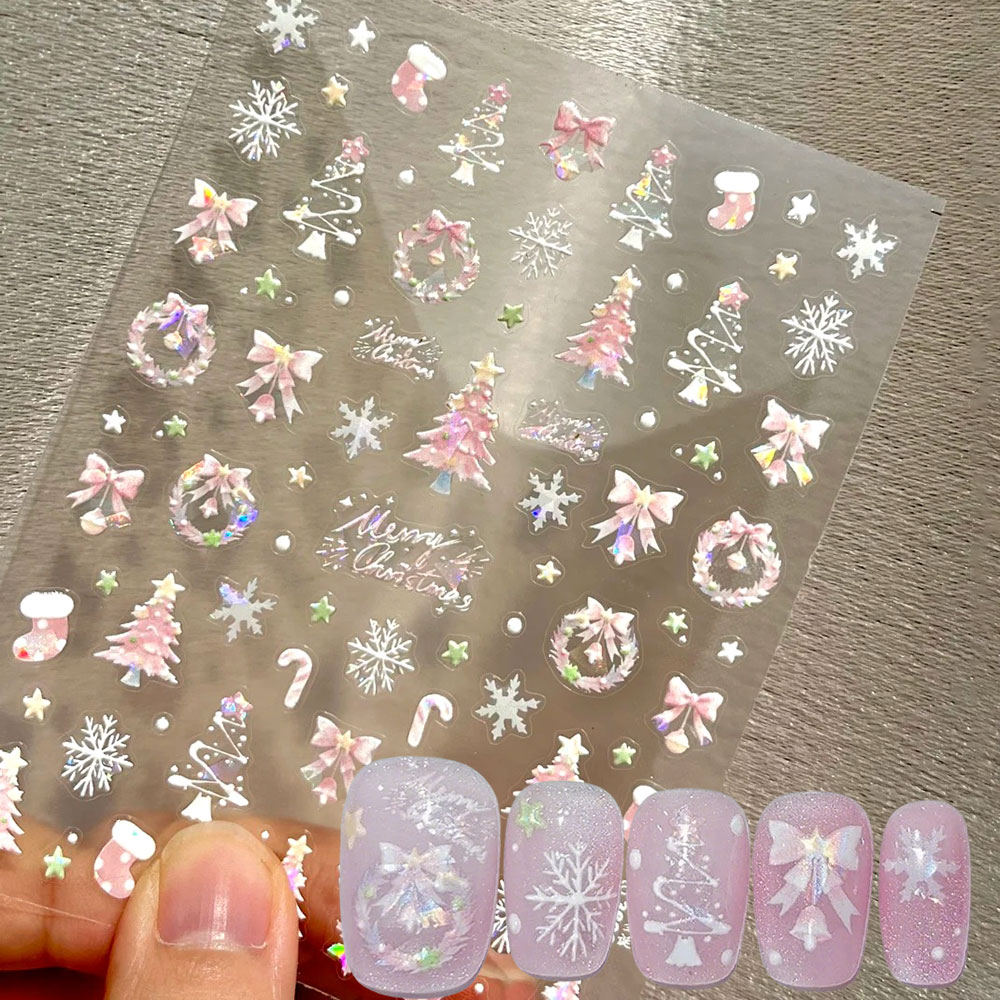 Nail Art Xmas Tree - 1 adet Aurora Pembe Noel Ağacı