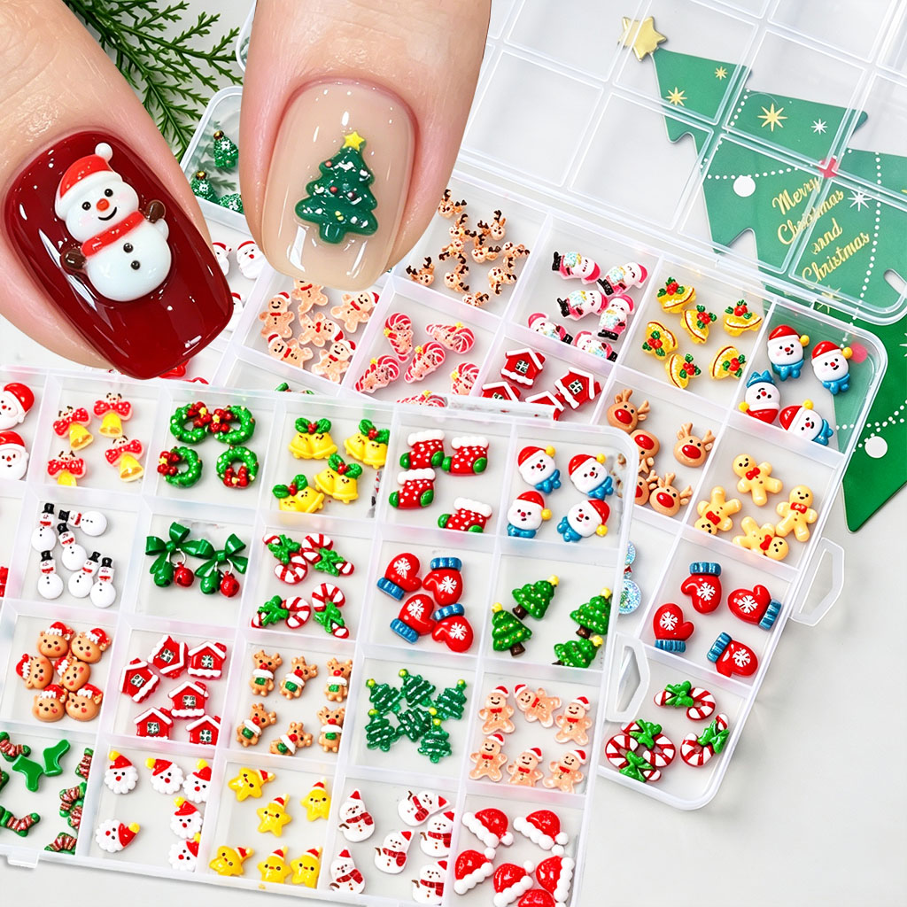 Nail Art Xmas Tree - 1 Kutu Karışık 3D Noel Tırnak