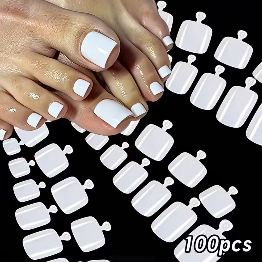 Press On Nail Set - 100 adet/Kutu Fransız Uçlu Takma Ayak
