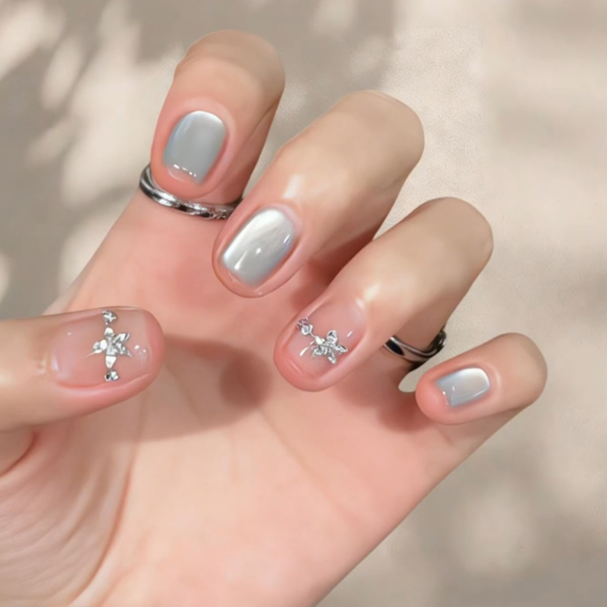Nail Art Gliter - 24 Adet Kedi Gözü Simli Tırnak