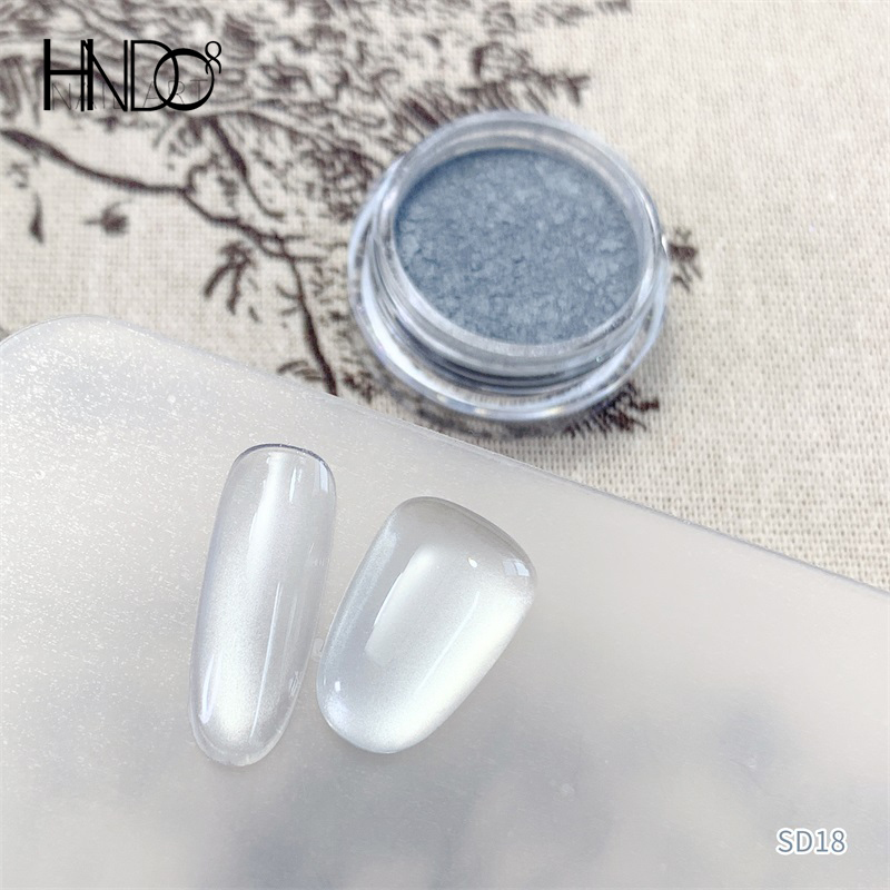 Dip Powder Nail - HNDO Yeni Gümüş Beyaz 3D Kedi