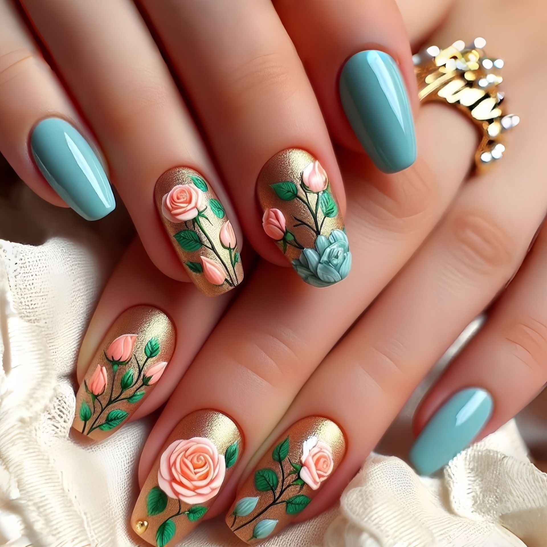 Press On Nail Set - Kadınlar ve kızlar için orta boy