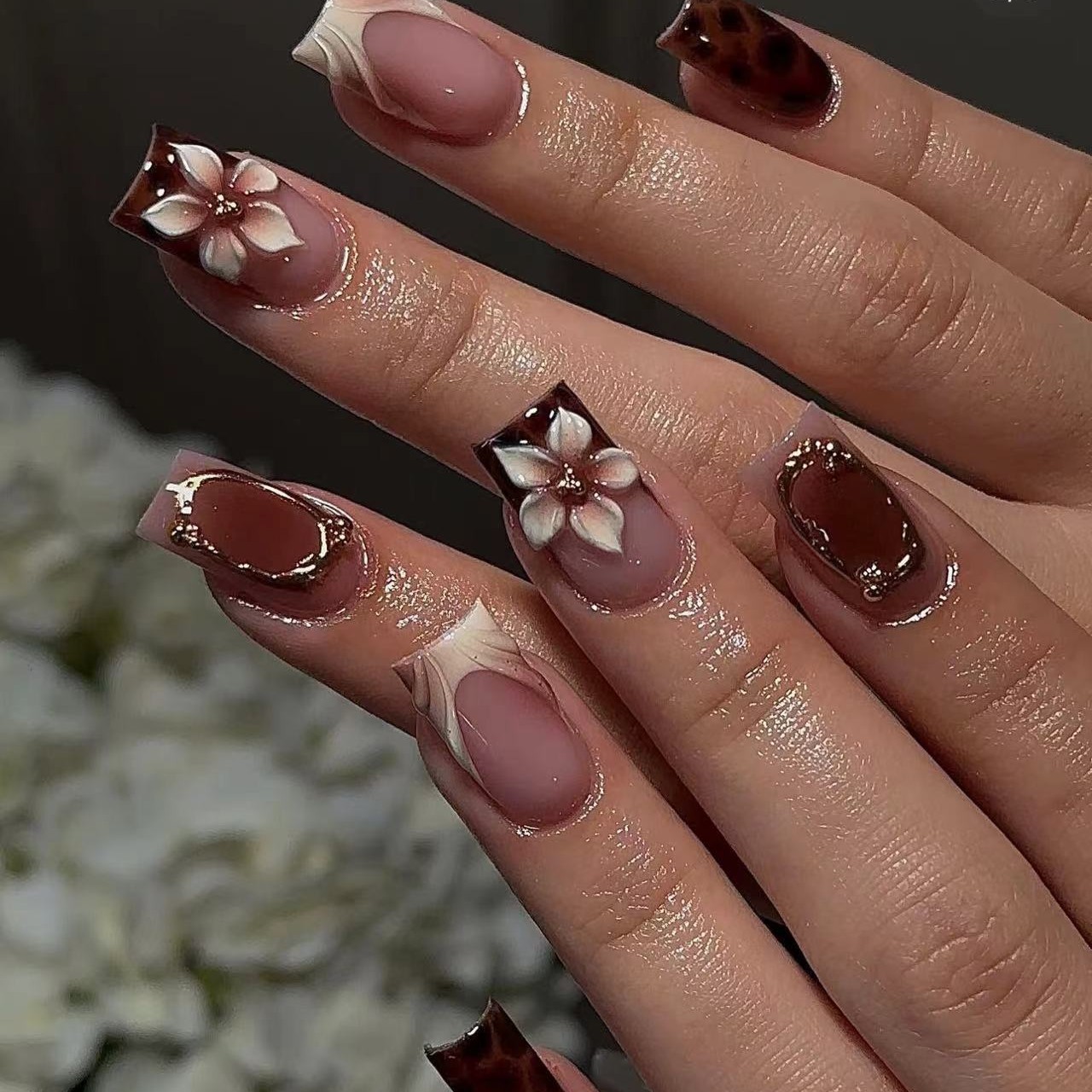 Press On Nail Set - Kadınlar ve kızlar için kısa kare