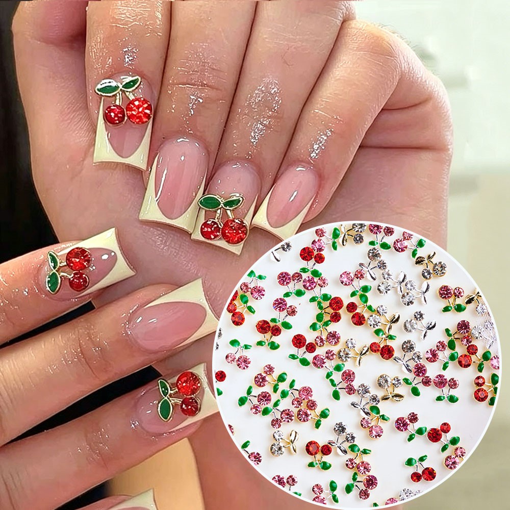 40 adet 3D Parlak Pembe ve Kır - Nail Art Red Cherry incelemesi ve fiyatı