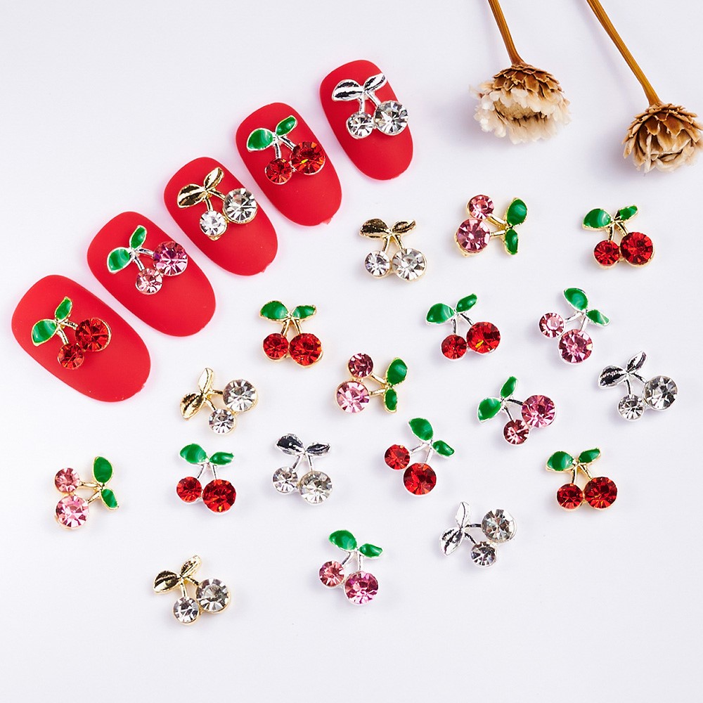40 adet 3D Parlak Pembe ve Kır - Nail Art Red Cherry incelemesi ve fiyatı