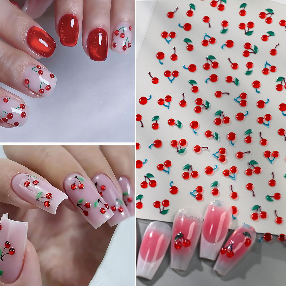 1/2 adet 5D sevimli kırmızı kr - Nail Art Red Cherry incelemesi ve fiyatı