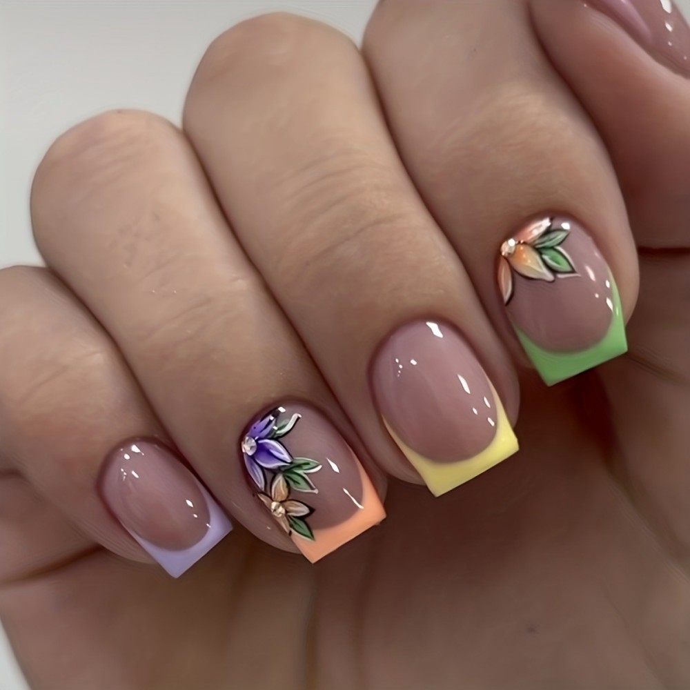 24 Adet Pembe Çiçek Desenli Fr - Press On Nail Set incelemesi ve fiyatı