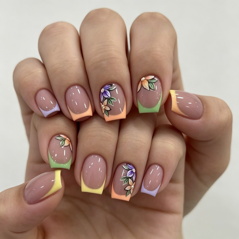 24 Adet Pembe Çiçek Desenli Fr - Press On Nail Set incelemesi ve fiyatı
