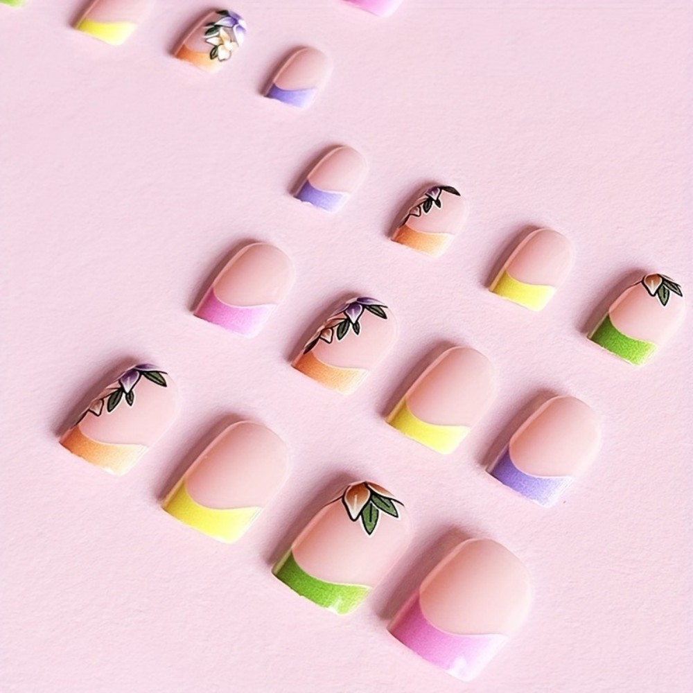 24 Adet Pembe Çiçek Desenli Fr - Press On Nail Set incelemesi ve fiyatı
