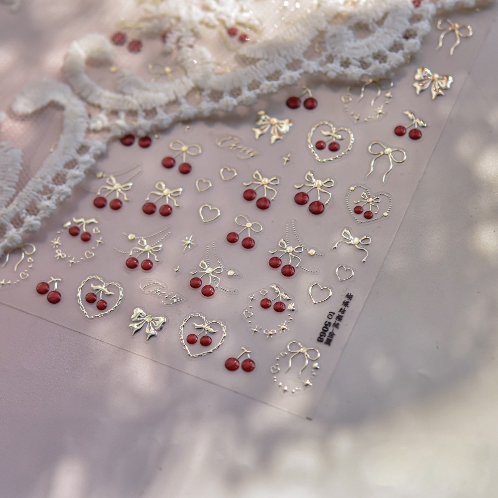Güzel 5D Tırnak Sanatı Çıkartm - Nail Art Red Cherry incelemesi ve fiyatı